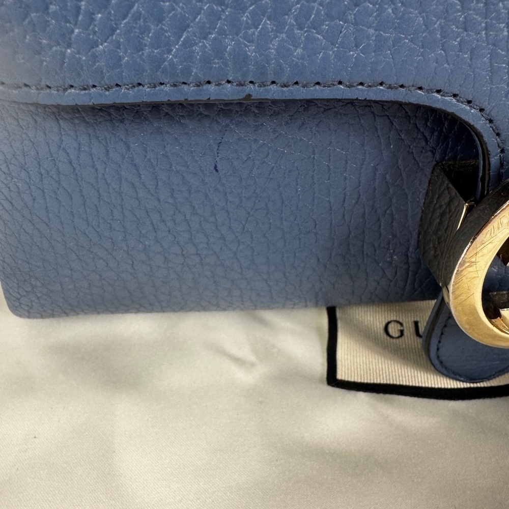 Gucci GG Interlocking Navy Leather Satchel with Gold Chain Made in Italy - Picture 4 of 15